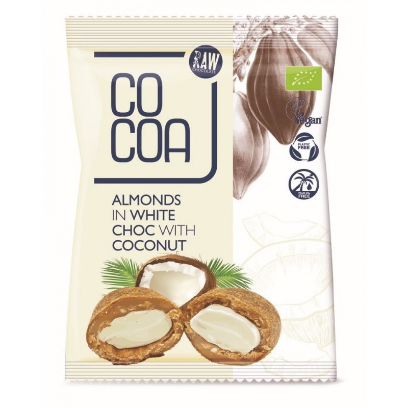 MIGDAŁY W BIAŁEJ POLEWIE KOKOSOWEJ BIO 70 g - COCOA