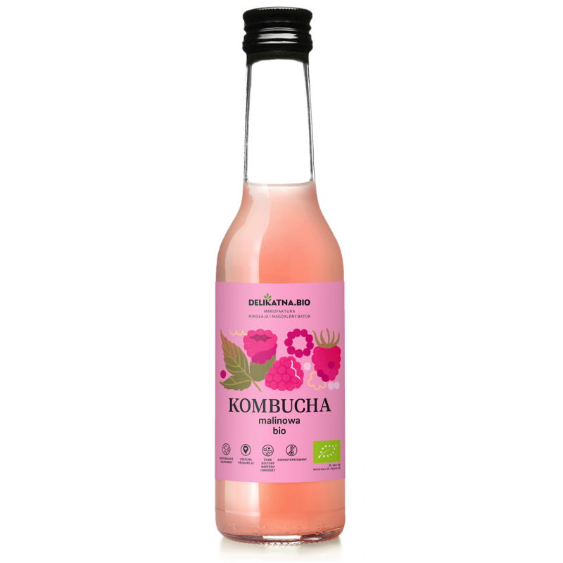 KOMBUCHA MALINOWA BIO 270 ml - DELIKATNA
