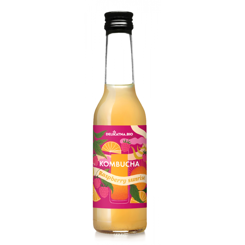 KOMBUCHA KOKTAJLOWA RASPBERRY SUNRISE BIO 270 ml - DELIKATNA