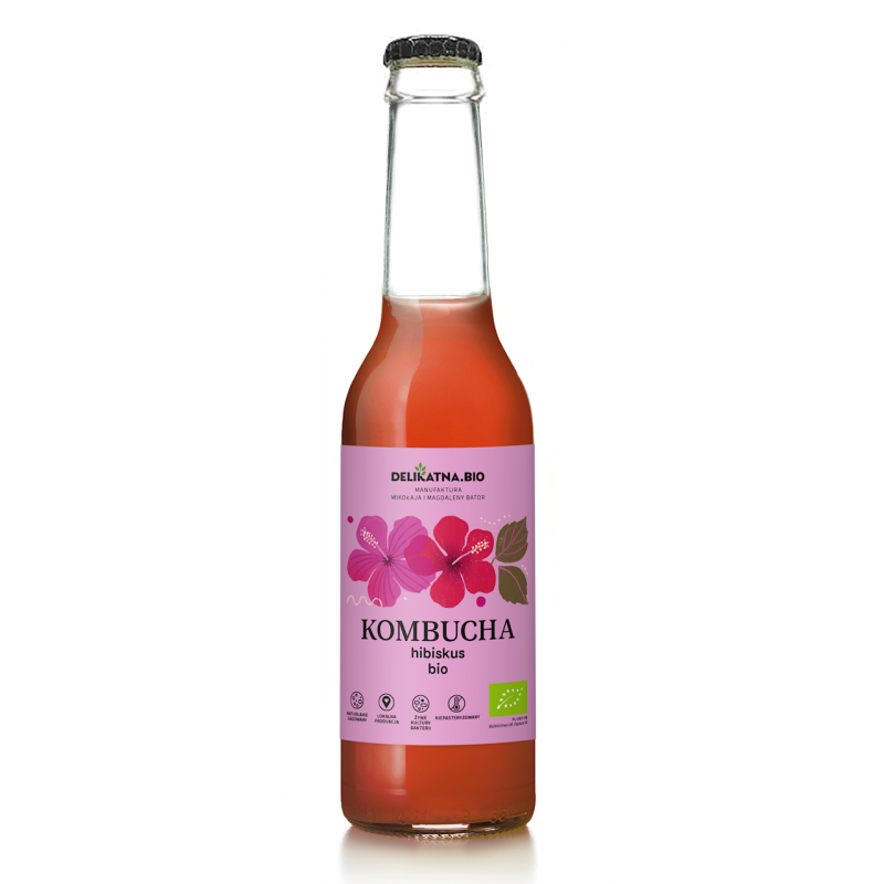 KOMBUCHA Z HIBISKUSEM BIO 270 ml - DELIKATNA