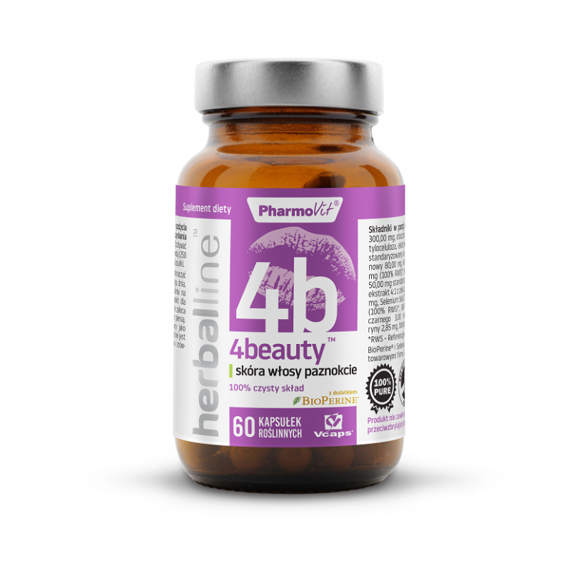 KAPSUŁKI NA SKÓRĘ, WŁOSY I PAZNOKCIE (4BEAUTY) BEZGLUTENOWE 60 szt. - PHARMOVIT (HERBALLINE)