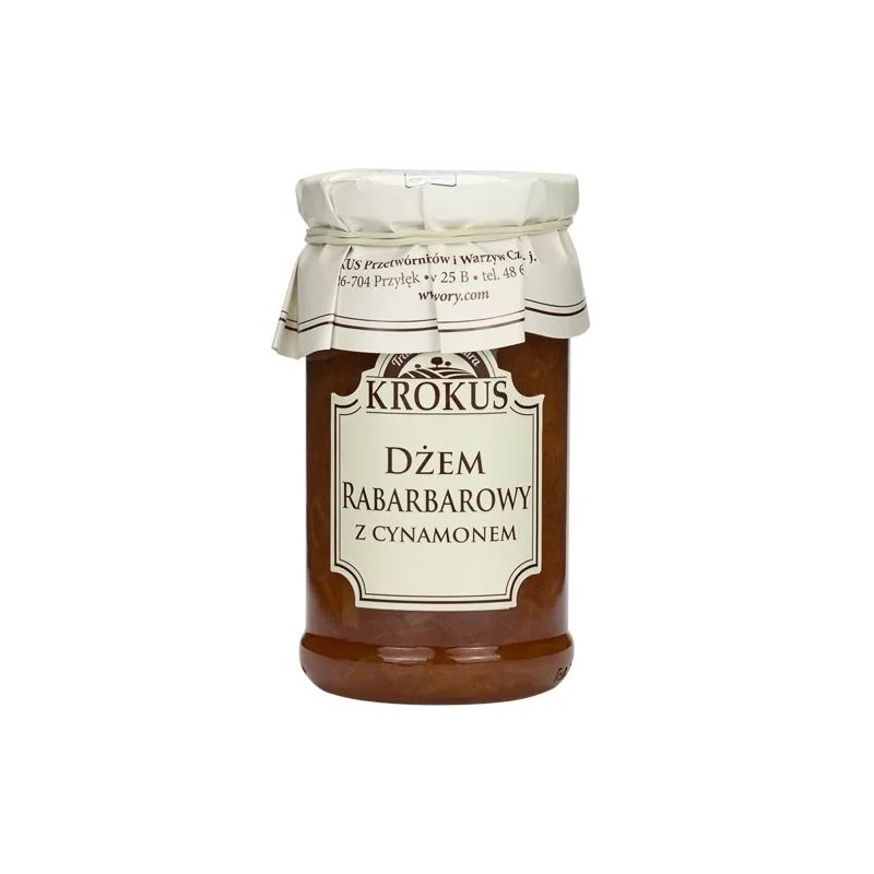 DŻEM RABARBAROWY Z CYNAMONEM O OBNIŻONEJ ZAWARTOŚCI CUKRU BEZGLUTENOWY 235 g - KROKUS