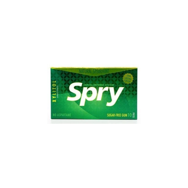 GUMA DO ŻUCIA Z KSYLITOLEM O SMAKU MIĘTY KĘDZIERZAWEJ BEZGLUTENOWA 10 SZTUK (12 g) - SPRY