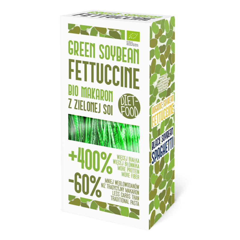MAKARON (PROTEINOWY Z SOI ZIELONEJ) FETTUCCINE BEZGLUTENOWY BIO 200 g - DIET-FOOD