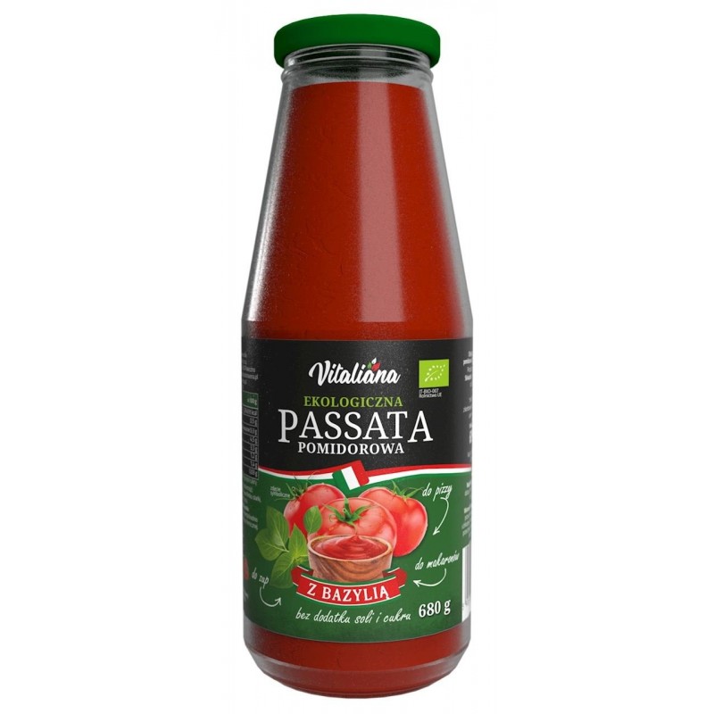 SOS POMIDOROWY PASSATA Z BAZYLIĄ BIO 680 g - VITALIANA