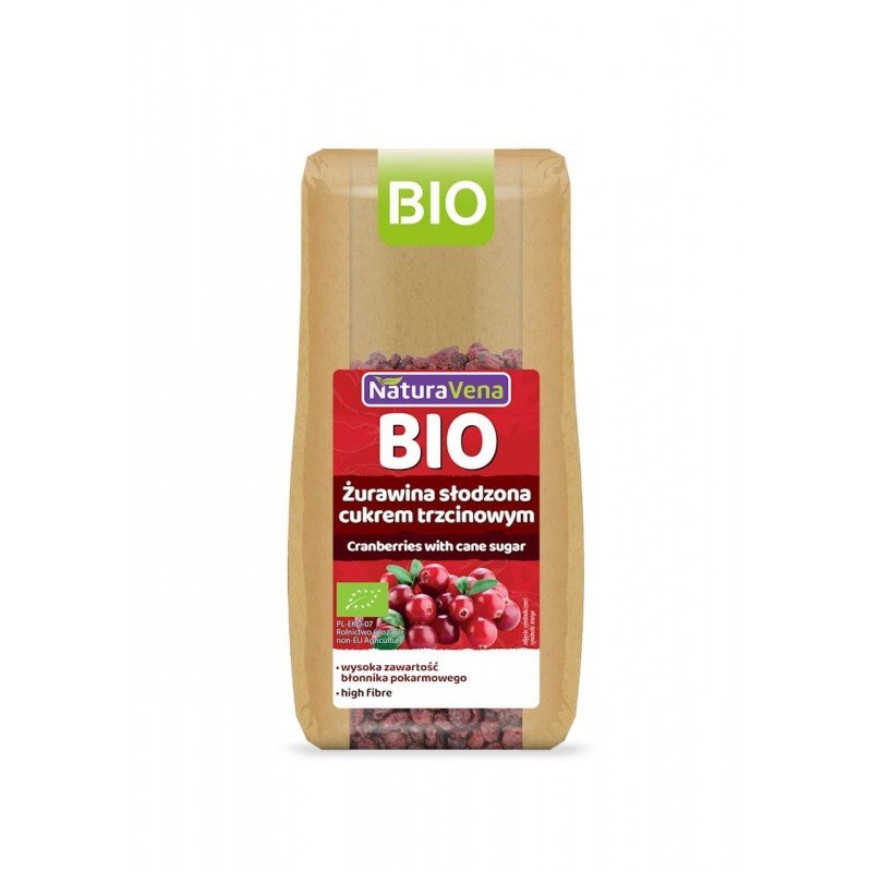 ŻURAWINA SŁODZONA CUKREM TRZCINOWYM BIO 100 g - NATURAVENA