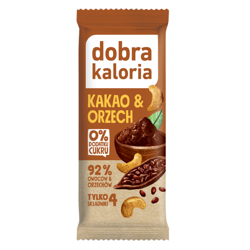 BATON DAKTYLOWY KAKAO & ORZECH BEZ DODATKU CUKRÓW 35 g - DOBRA KALORIA