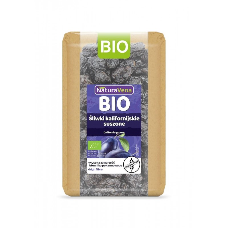 ŚLIWKI KALIFORNIJSKIE SUSZONE BEZGLUTENOWE BIO 400 g - NATURAVENA