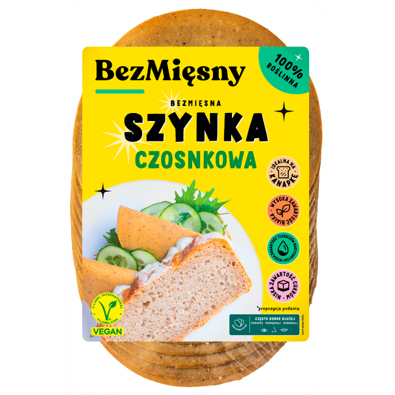 SZYNKA CZOSNKOWA ROŚLINNA PLASTRY 120 g - BEZMIĘSNY