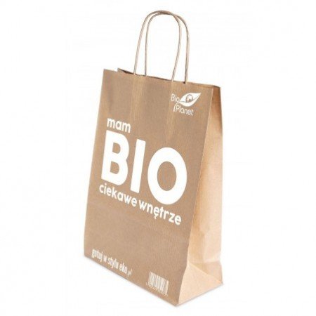 TORBA NA ZAKUPY (PAPIEROWA) Z LOGO BIO PLANET (24 cm x 11 cm x 32 cm)
