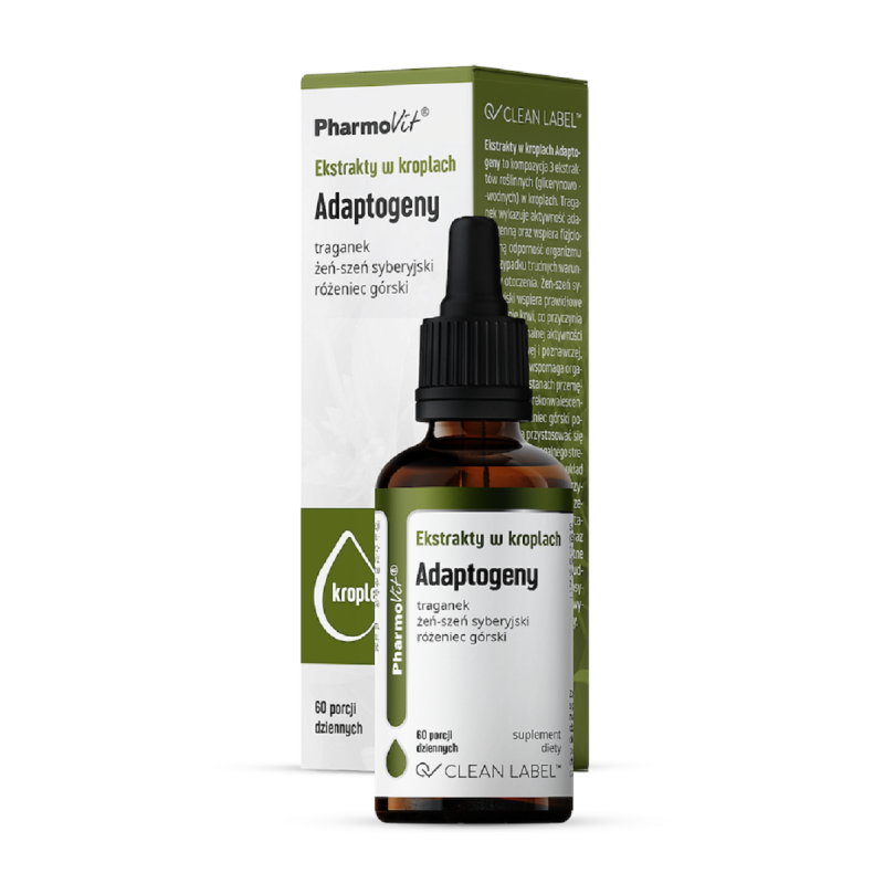 EKSTRAKTY W KROPLACH ADAPTOGENY BEZGLUTENOWE 30 ml - PHARMOVIT (CLEAN LABEL)