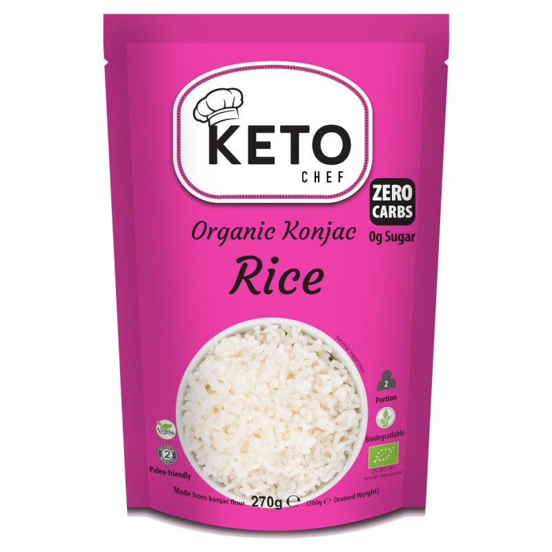 MAKARON (KONJAC) W KSZTAŁCIE RYŻU BEZGLUTENOWY BIO 270 g (200 g) - KETO CHEF (BETTER THAN FOODS)
