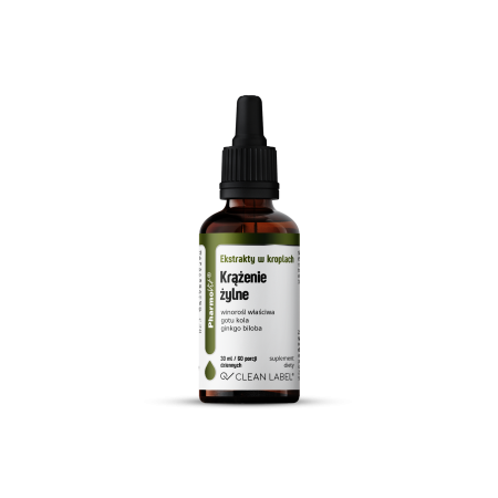 EKSTRAKTY W KROPLACH NA PRAWIDŁOWE KRĄŻENIE ŻYLNE BEZGLUTENOWE 30 ml - PHARMOVIT (CLEAN LABEL)