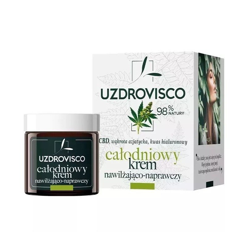 KREM DO TWARZY CAŁODNIOWY NAWILŻAJĄCO - NAPRAWCZY 50 ml - UZDROVISCO (CBD)