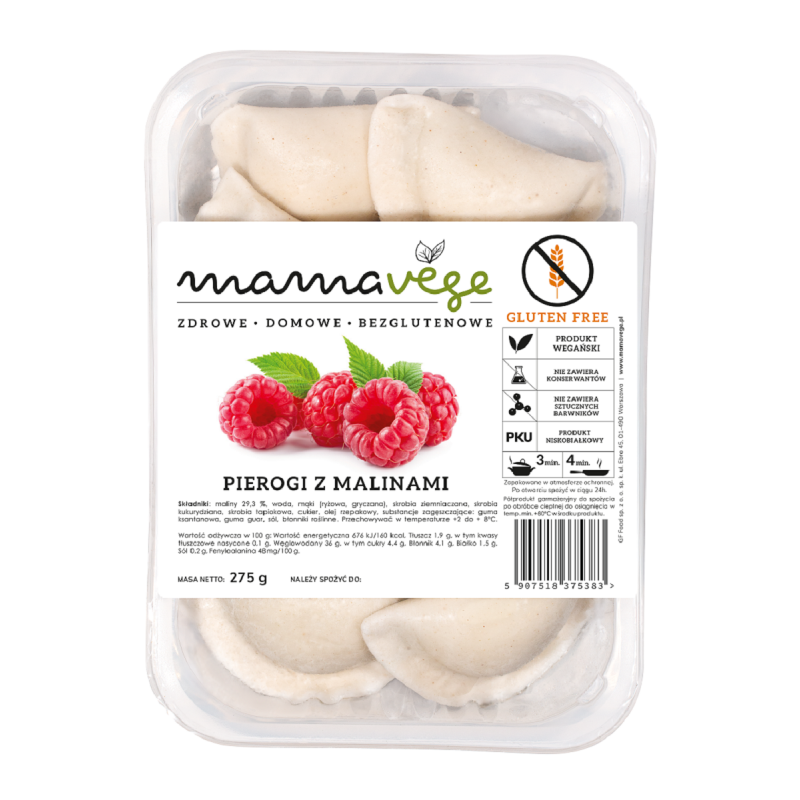 PIEROGI Z MALINAMI BEZGLUTENOWE 275 g - MAMA VEGE