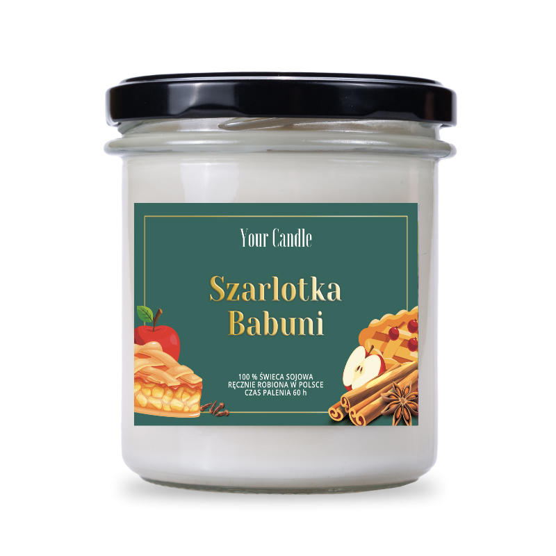 ŚWIECA SOJOWA ZAPACHOWA W SZKLE SZARLOTKA BABUNI 300 ml - YOUR CANDLE (PRODUKT SEZONOWY)