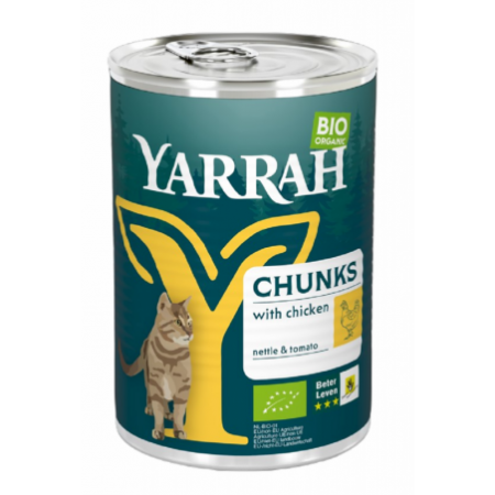 (DLA PSA DOROSŁEGO) KAWAŁKI KURCZAKA Z POMIDOREM I POKRZYWĄ BIO 405 g - YARRAH