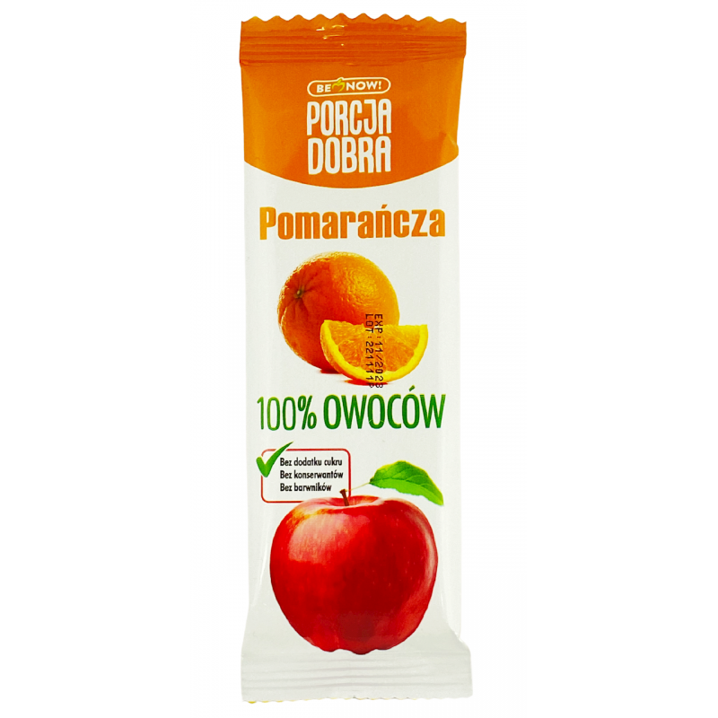 PRZEKĄSKA JABŁKOWO - POMARAŃCZOWA BEZ DODATKU CUKRÓW 16 g - PORCJA DOBRA