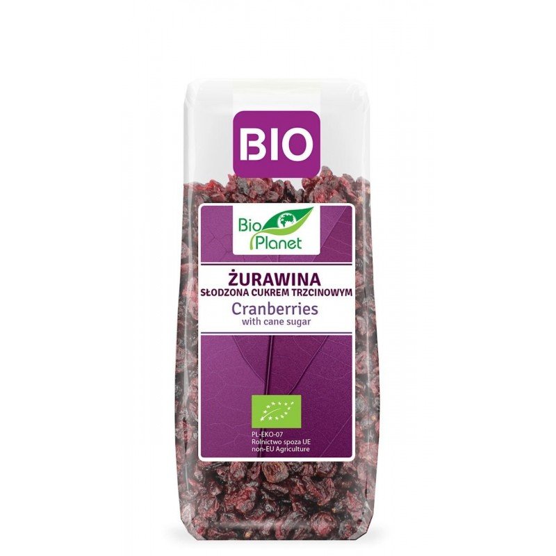 ŻURAWINA SŁODZONA CUKREM TRZCINOWYM BIO 100 g - BIO PLANET