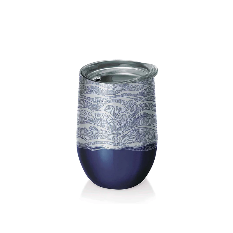 KUBEK ZE STALI NIERDZEWNEJ Z POKRYWKĄ BY THE SEA 420 ml - CHIC-MIC