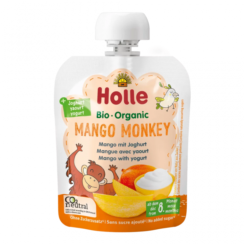 MUS BORÓWKOWY MIŚ (JOGURT - BORÓWKI - JABŁKO - BANAN) BEZ DODATKU CUKRÓW OD 8 MIESIĄCA BIO 85 g - HOLLE