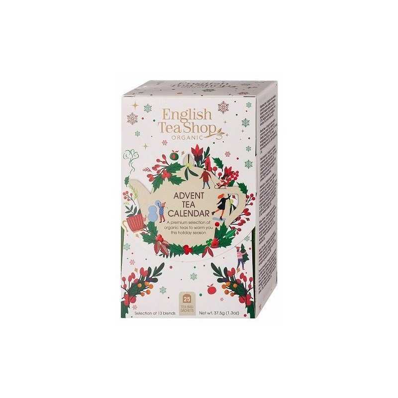 KALENDARZ ADWENTOWY BIAŁY (HERBATY I HERBATKI) BIO (13 SMAKÓW) (25 x 1,5 g) 37,5 g - ENGLISH TEA SHOP ORGANIC