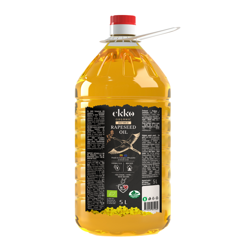 OLEJ RZEPAKOWY RAFINOWANY TŁOCZONY NA ZIMNO OMEGA-3 BIO 5 L - HORECA (EKKO)