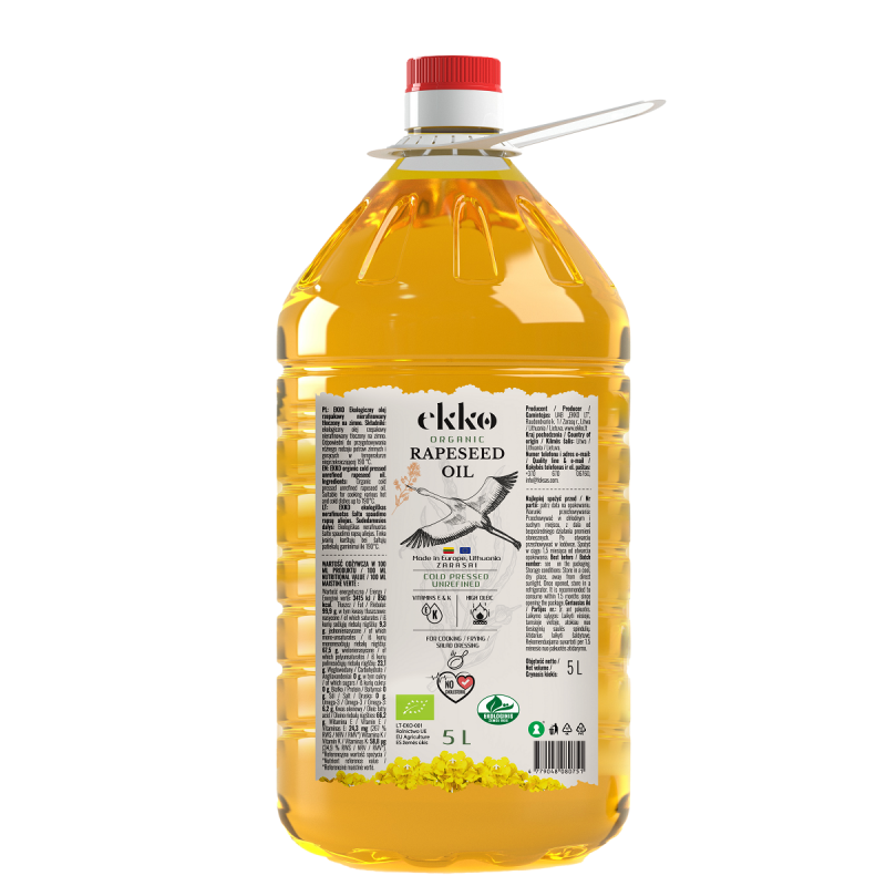 OLEJ RZEPAKOWY TŁOCZONY NA ZIMNO OMEGA-3 BIO 5 L - HORECA (EKKO)