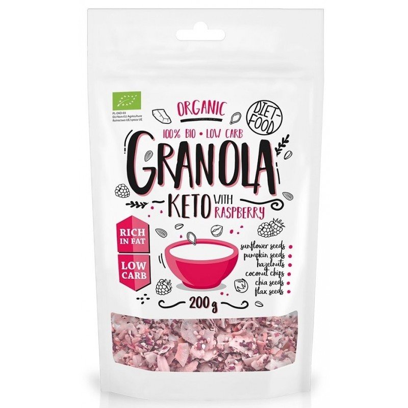 GRANOLA MALINA KETO BIO 200 g - DIET-FOOD