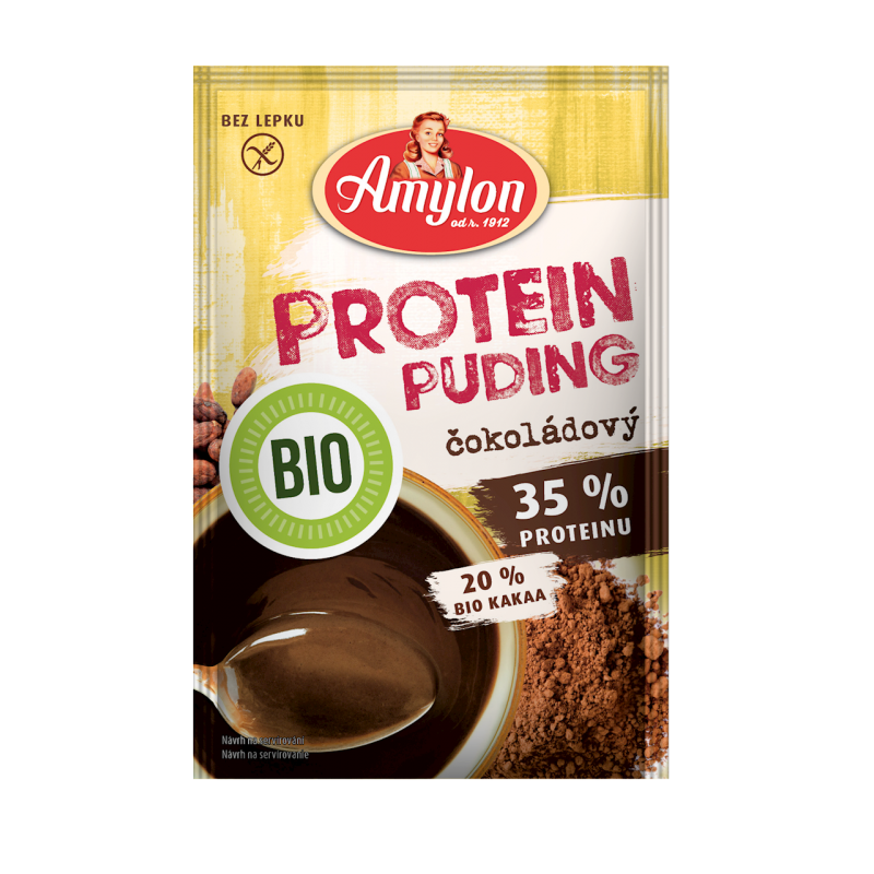 BUDYŃ PROTEINOWY O SMAKU CZEKOLADOWYM BEZ DODATKU CUKRÓW BEZGLUTENOWY BIO 45 g - AMYLON