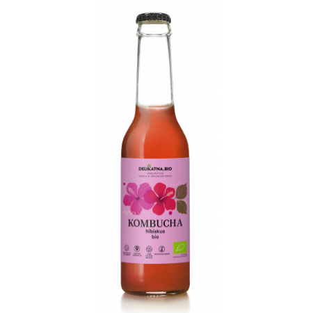 KOMBUCHA Z HIBISKUSEM BIO 270 ml - DELIKATNA (ZAKWASOWNIA)