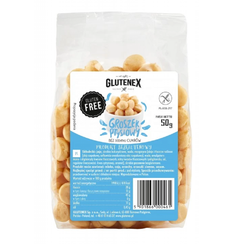 GROSZEK PTYSIOWY BEZ DODATKU CUKRÓW BEZGLUTENOWY 50 g - GLUTENEX
