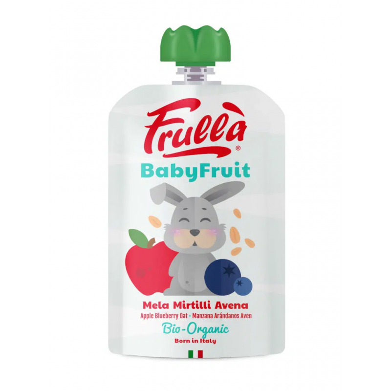 MUS JABŁKO - BORÓWKA - OWIES BEZ DODATKU CUKRÓW BEZGLUTENOWY OD 6 MIESIĄCA BIO 100 g - FRULLA (NATURA NUOVA)