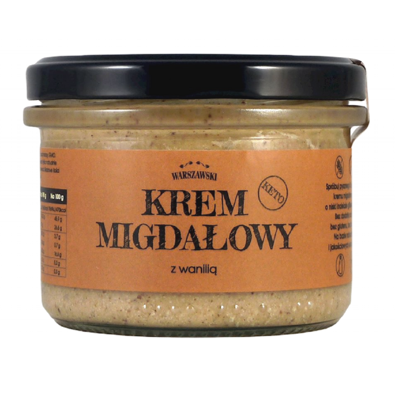 KREM MIGDAŁOWY Z WANILIĄ KETO BEZ DODATKU CUKRÓW BEZGLUTENOWY 190 g - BATON WARSZAWSKI