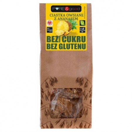 CIASTKA OWSIANE Z ANANASEM BEZ DODATKU CUKRÓW BEZGLUTENOWE 150 g - PURE&GOOD