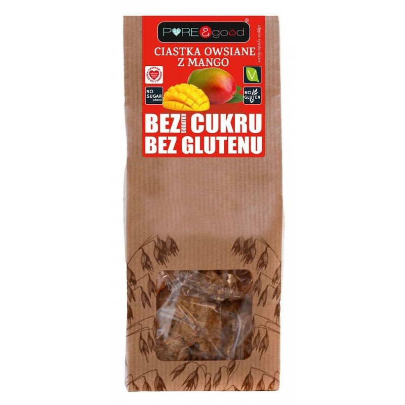 CIASTKA OWSIANE Z MANGO BEZ DODATKU CUKRÓW BEZGLUTENOWE 150 g - PURE&GOOD