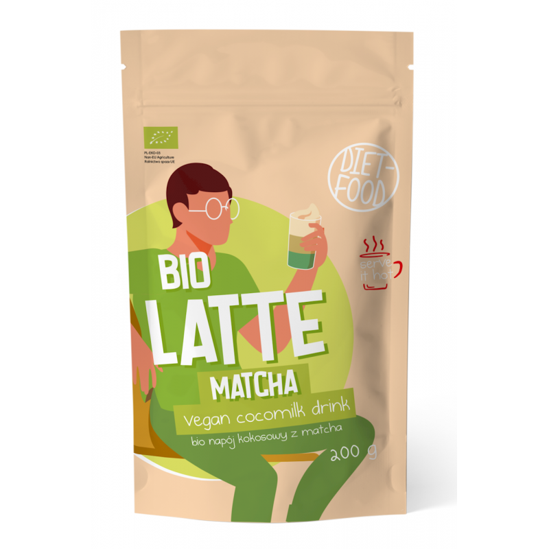 LATTE MATCHA - NAPÓJ KOKOSOWY Z MATCHĄ BIO 200 g - DIET-FOOD