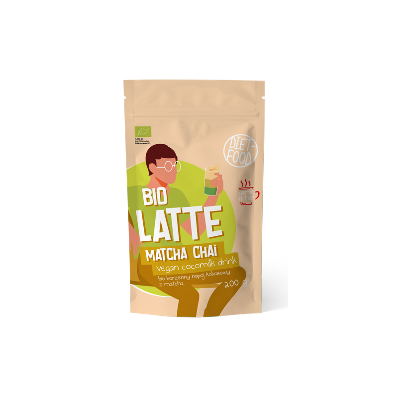 LATTE MATCHA CHAI - NAPÓJ KOKOSOWO - KORZENNY Z MATCHĄ BIO 200 g - DIET-FOOD