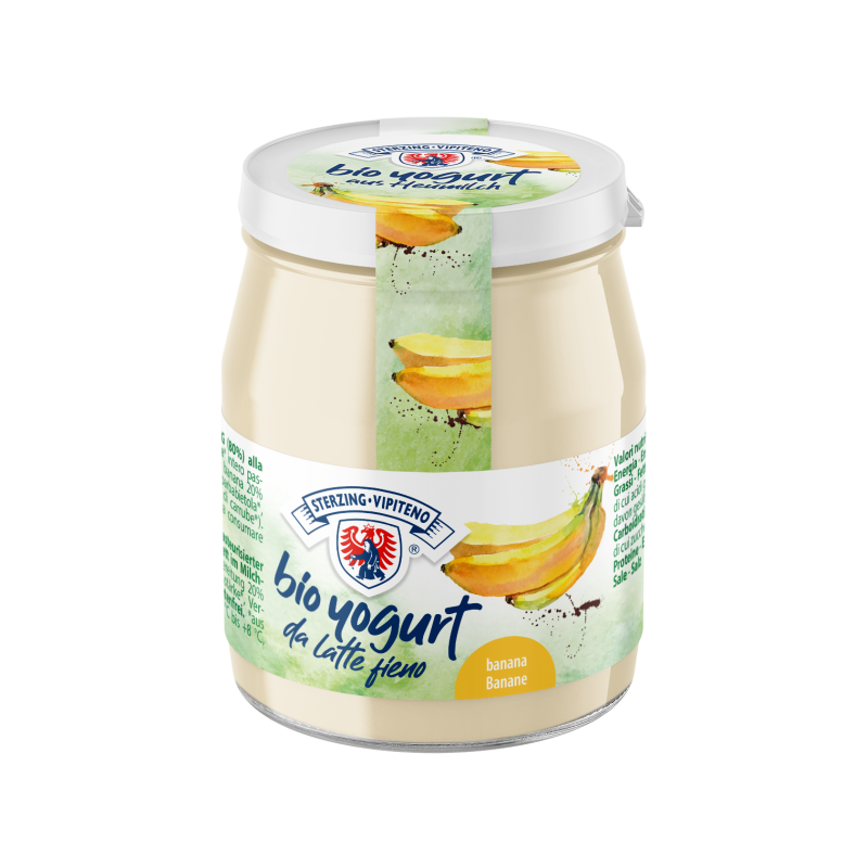 JOGURT BANANOWY Z MLEKA SIENNEGO BEZGLUTENOWY BIO 150 g (SŁOIK) - STERZING-VIPITENO