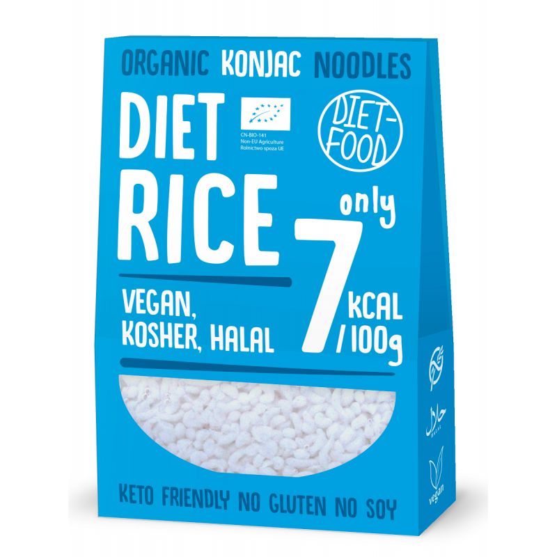 MAKARON (KONJAC W KSZTAŁCIE RYŻU) BEZGLUTENOWY BIO 385 g (300 g) - DIET-FOOD