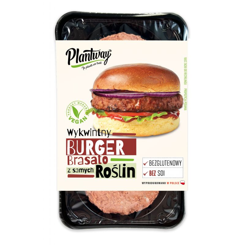 BURGER ROŚLINNY BRASATO BEZGLUTENOWY 200 g - PLANTWAY