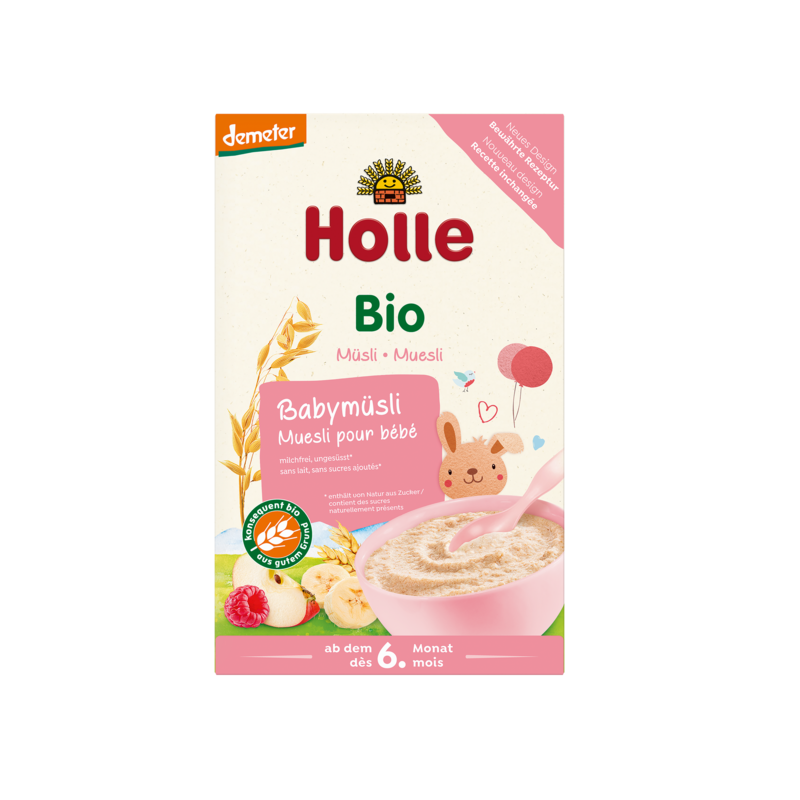 KASZKA ZBOŻOWA MUSLI MALINA - JABŁKO - BANAN BEZ DODATKU CUKRÓW OD 6 MIESIĄCA DEMETER BIO 250 g - HOLLE