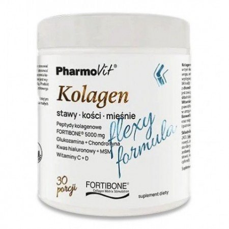 KOLAGEN O SMAKU BANANOWYM FLEXY FORMULA BEZGLUTENOWY 196 g - PHARMOVIT
