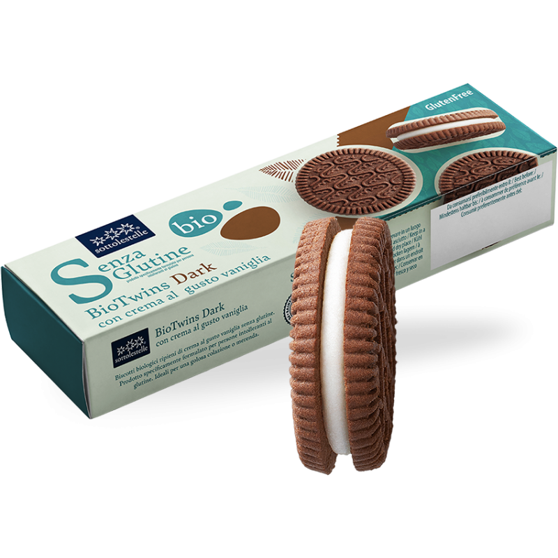 CIASTKA BIOTWINS DARK Z KREMEM WANILIOWYM BEZGLUTENOWE BIO 125 g - SOTTOLESTELLE