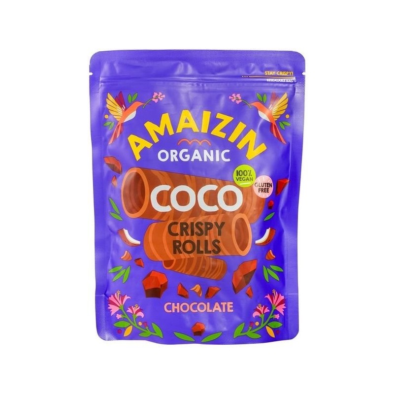 RURKI WAFLOWE KOKOSOWO - CZEKOLADOWE BEZGLUTENOWE BIO 140 g - AMAIZIN