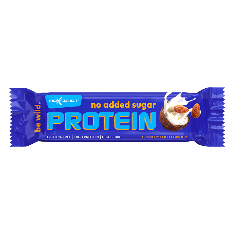 BATON PROTEINOWY KOKOSOWO - MIGDAŁOWY W MLECZNEJ CZEKOLADZIE BEZ DODATKU CUKRÓW BEZGLUTENOWY 40 g - MAXSPORT