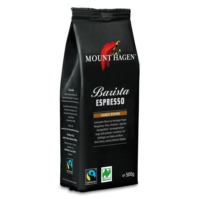 KAWA ZIARNISTA ARABICA/ROBUSTA BARISTA ESPRESSO FAIR TRADE BIO 500 g - MOUNT HAGEN