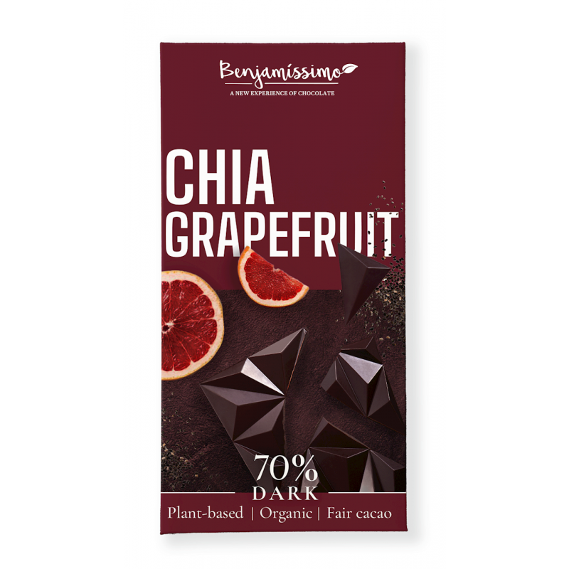 CZEKOLADA GORZKA CHIA - GREJPFRUT BEZGLUTENOWA BIO 60 g - BENJAMISSIMO
