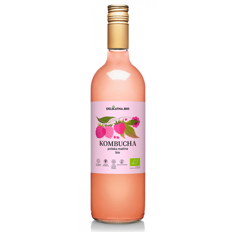 KOMBUCHA MALINOWA BIO 750 ml - DELIKATNA