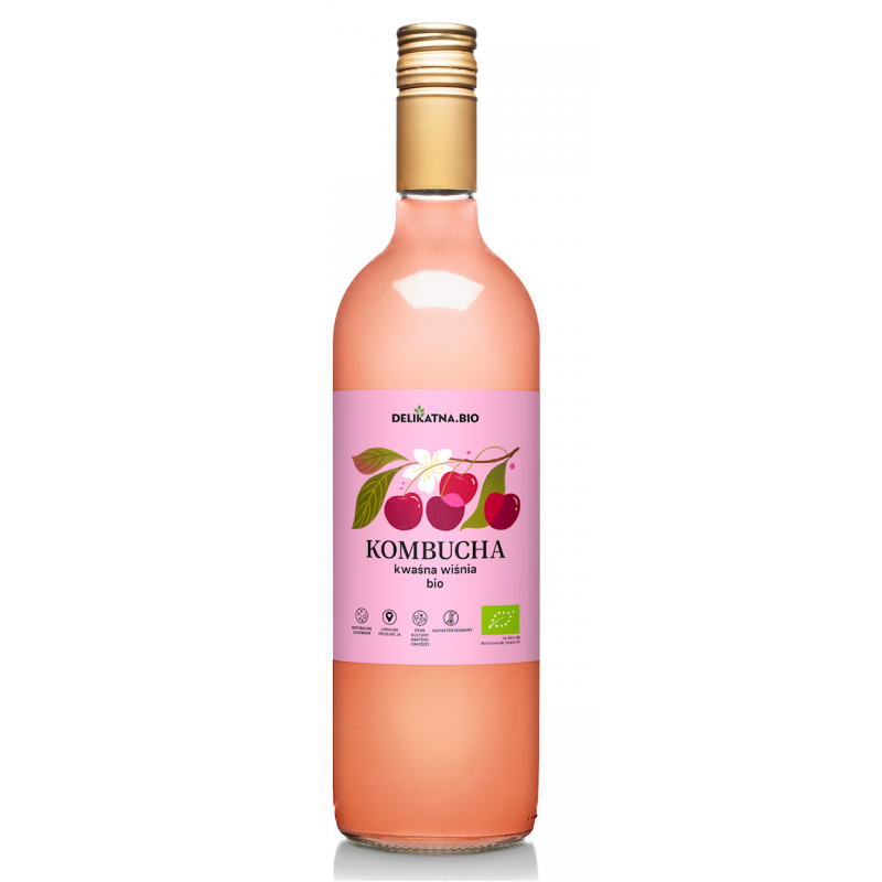KOMBUCHA WIŚNIOWA BIO 750 ml - DELIKATNA